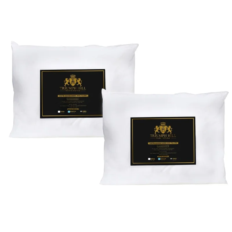 Triumph Hill Cotton White Down Bed Pillows (Set of 2)