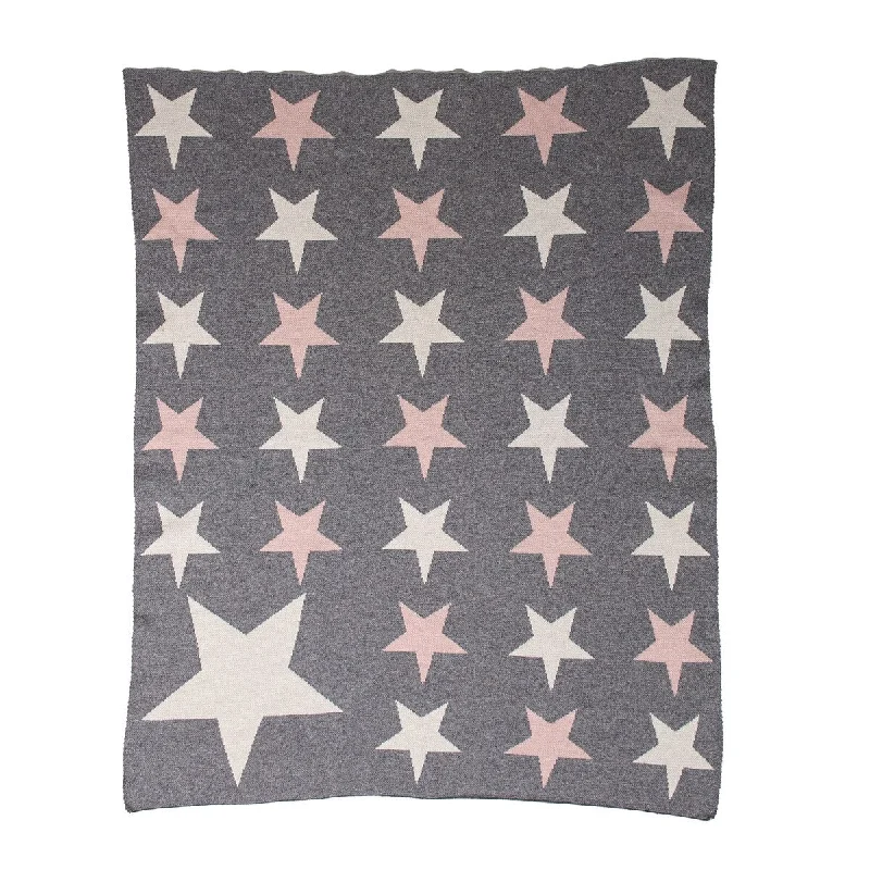 Twinkle Stars Light Grey Knitted 32" X 40" Baby Blanket - 32 x 40 - 32 x 40