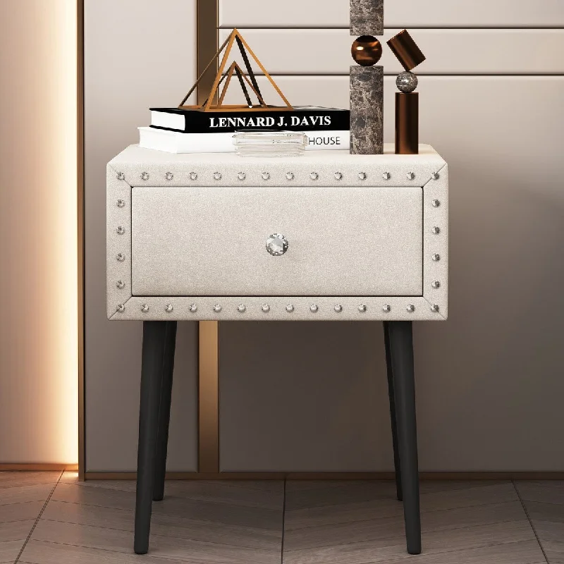 Two-Piece Decorative Cabinet Storage Cabinet with Drawers and Crystal Handles for Living Room, Bedroom Bedside Table