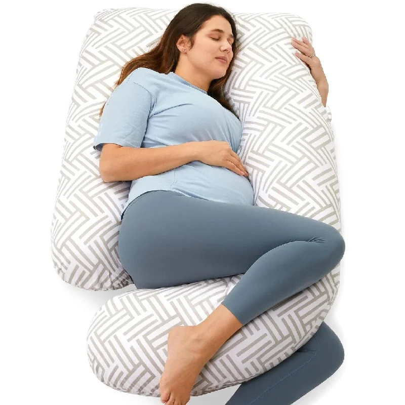 U Shaped Full Body Maternity Pillow with Removable Cover - Stripes