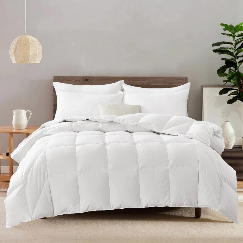 All Season Ergonomic Microfiber White Goose Feather Fiber Comforter