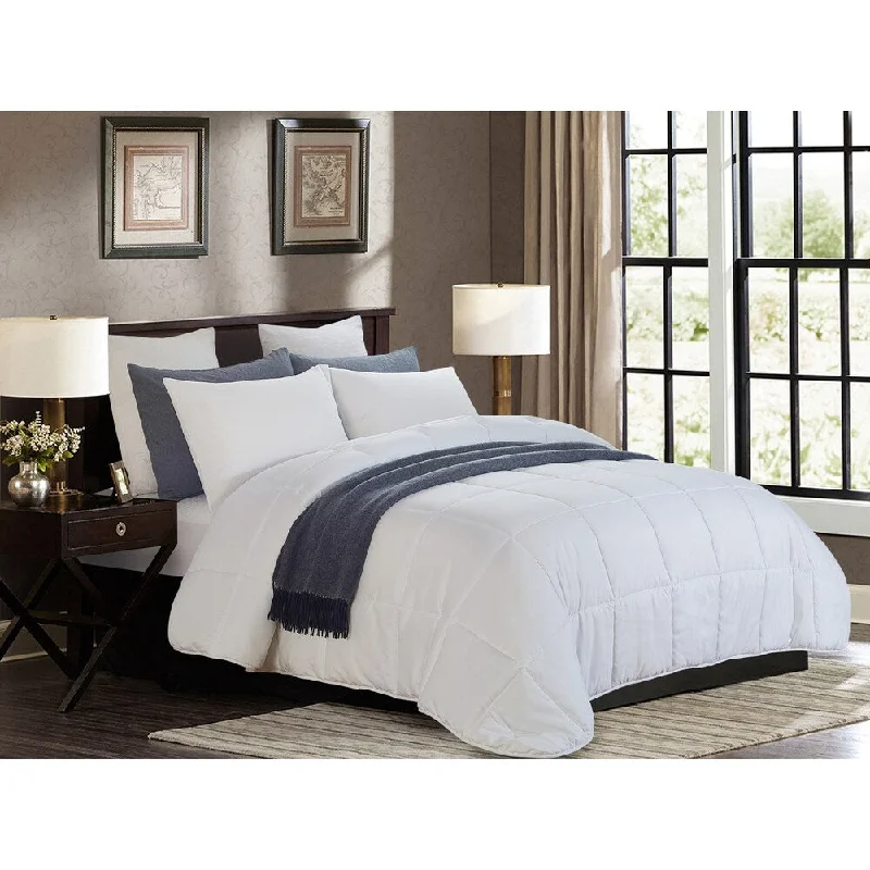 All Season White Quilted Goose Down Alternative Comforter - Oversized Full/Queen