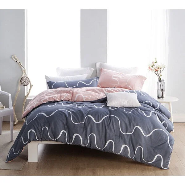 BYB Curious Grey and Pink Cotton Comforter (Shams Not Included)