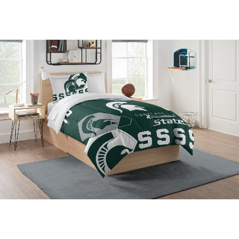 COL 862 Michigan State Hexagon Twin Comforter Set