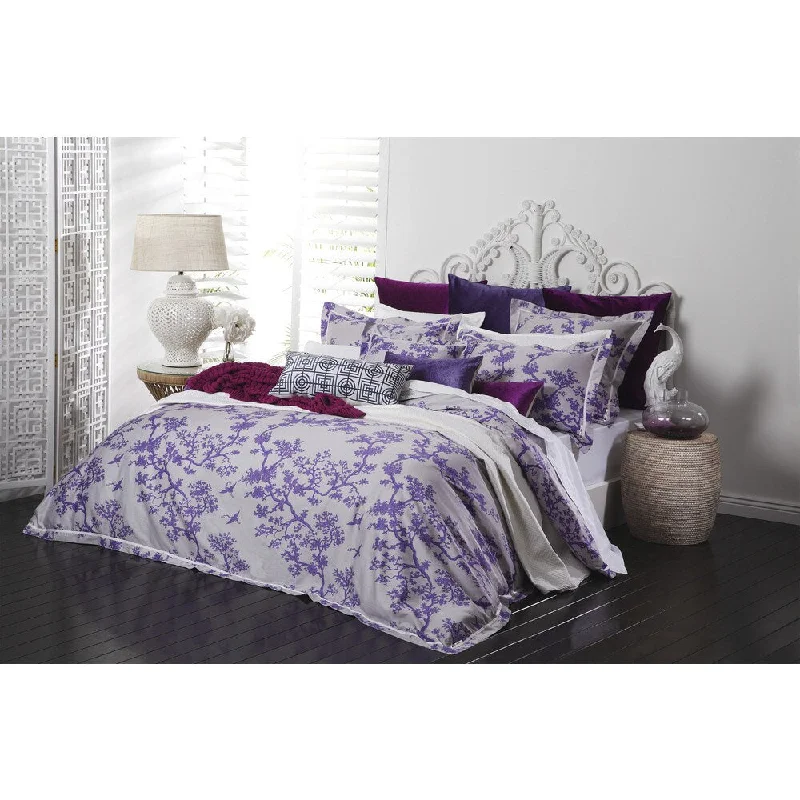 Crane Floral Sateen Cotton 3-piece Duvet Cover Set