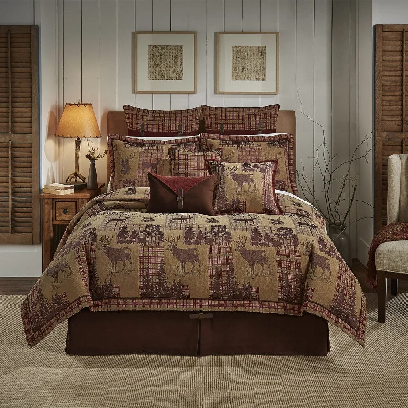 Croscill Glendale Chenille Jacquard Woven Lodge 4 Piece Comforter Set