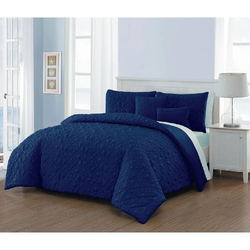 Del Ray Coastal Embossed Comforter Set with Sheets