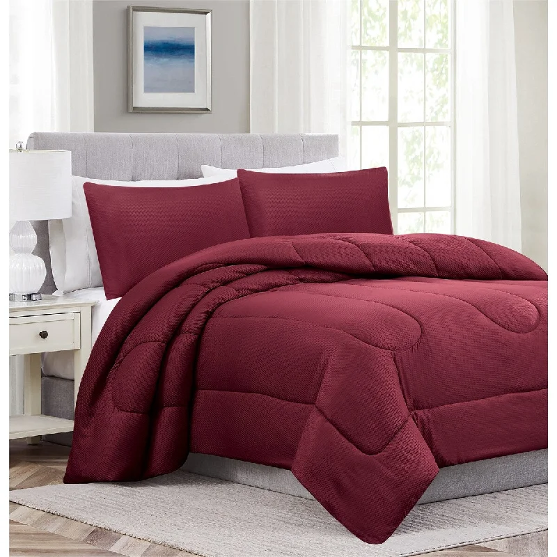 Encino Embossed Comforter Set Red