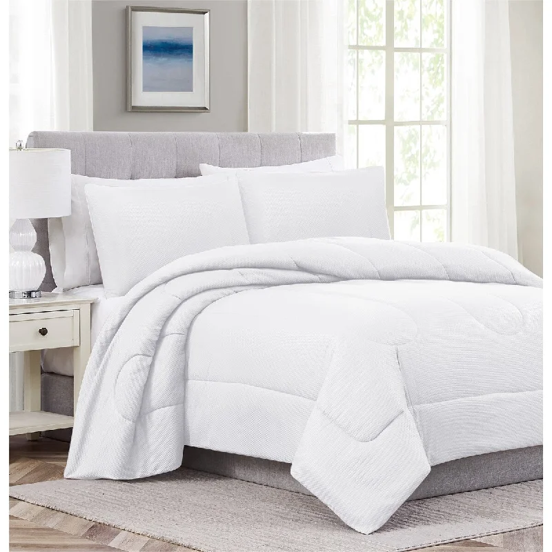 Encino Embossed Comforter Set White