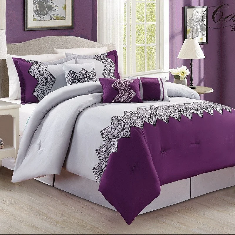 Fashion Street Emparial 7-piece Embroidered Comforter Set