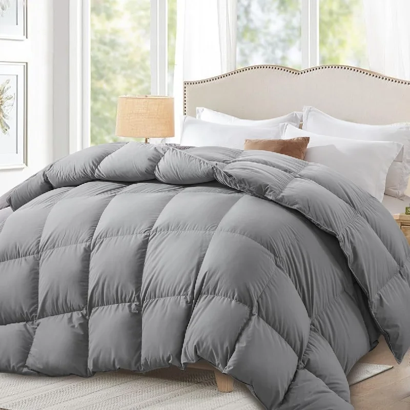 Fluffy Down Comforter Cal King Size, All Season Duvet Insert, Ultra-Soft Cotton Shell,680 Fill Power, Medium Warmth with Tabs