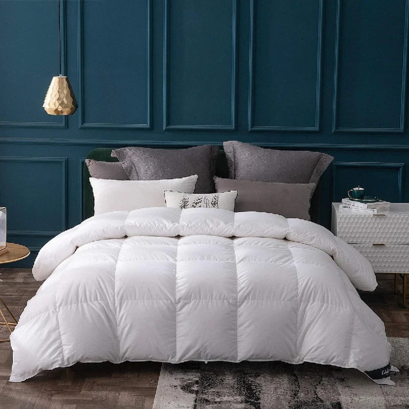 Goose Down Comforter King Size All Season,400 Thread Count Ultra Soft Cotton Shell,45OZ,800 Fill Power Duvet Insert with Tabs