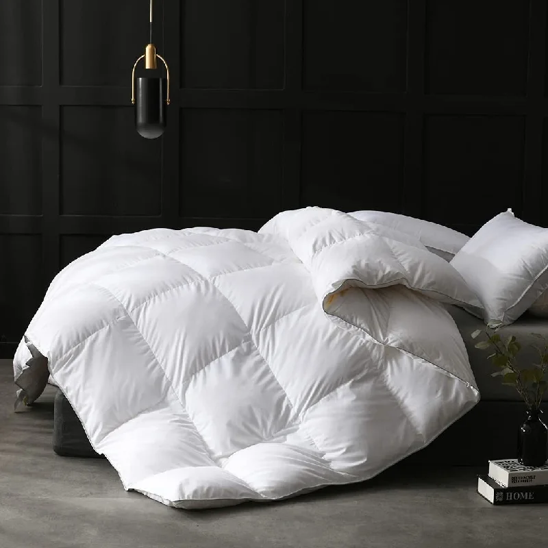 Goose Feathers Down Comforter King Size Luxurious Duvet Insert, Ultra-Soft 750 Fill-Power Hotel Comforter, Fluffy Medium Warmth