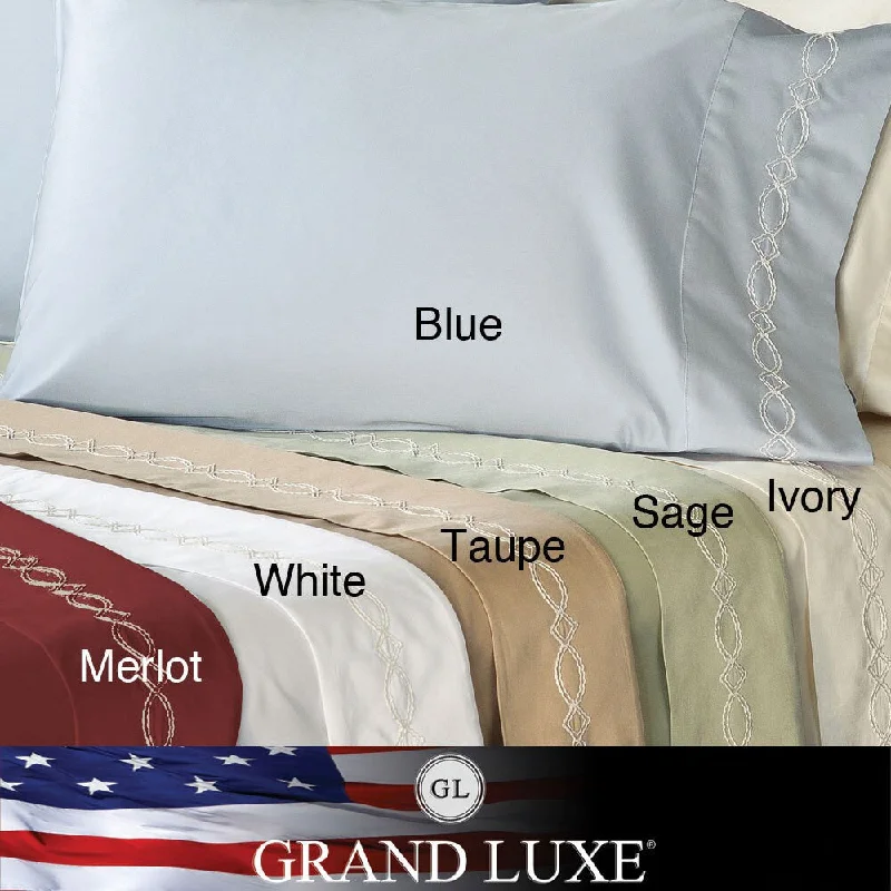 Grand Luxe Egyptian Cotton 500 Thread Count Chain Queen-size Deep Pocket Sheet Set