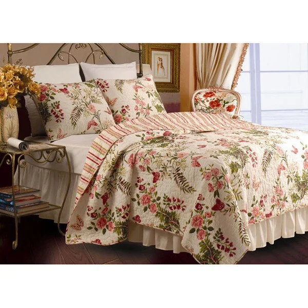 Greenland Home Fashions Butterflies 3-Piece Full/ Queen-size Quilt Set