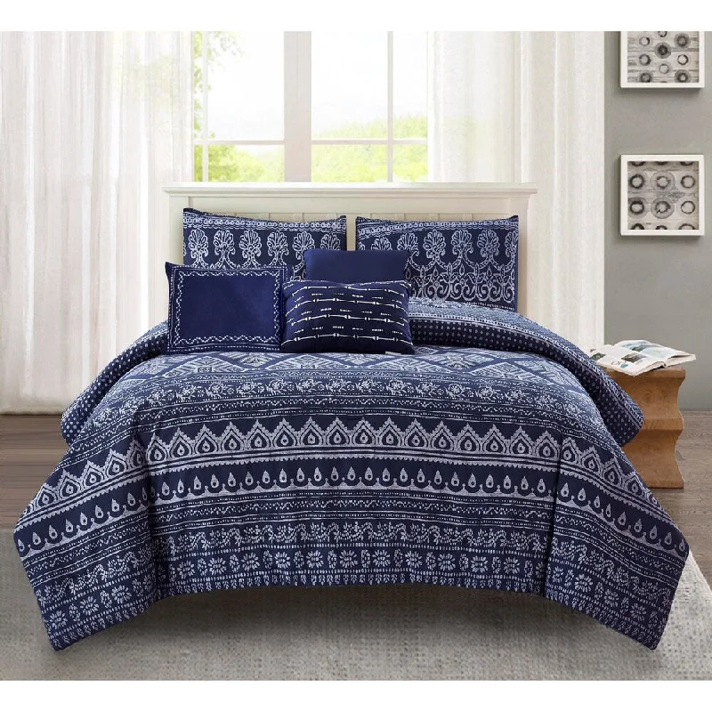 Jaipur Printed Cotton Comforter Set in Blue