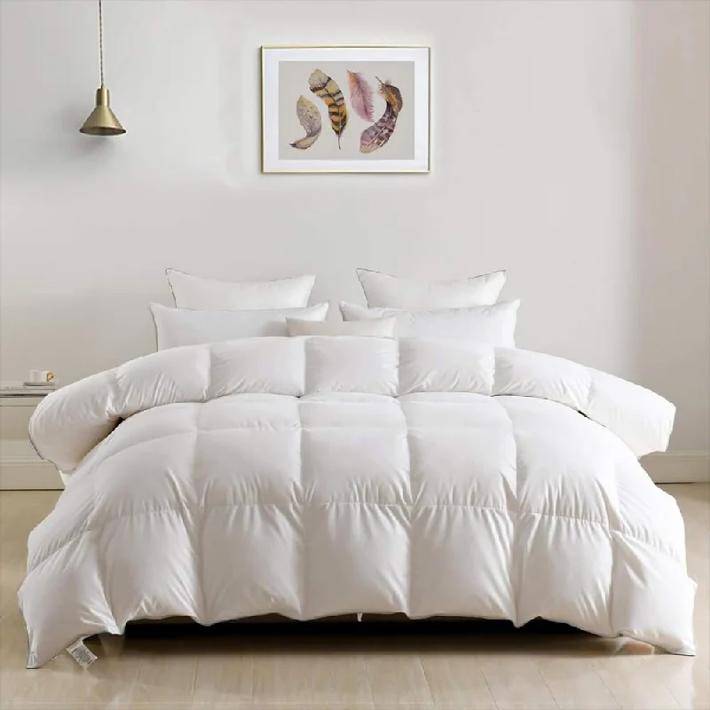 Luxury Feathers Down Comforter California King, Hotel Duvet Insert, Ultra Soft Egyptian Cotton Cover, 750 Fill-Power Medium Warm