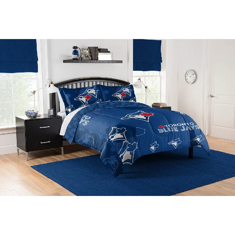 MLB 849 Blue Jays Hexagon F/Q Comforter Set