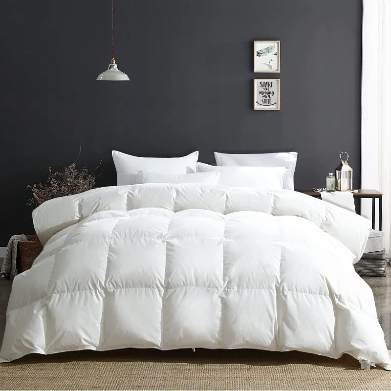 Oversized Queen Luxury 100% Cotton All Season Feathers Down Comforter 750 Fill Power Medium Warmth Duvet Insert, 98x98