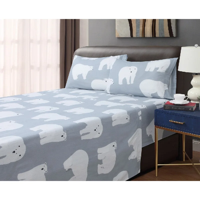 Polar Bear Parade 4-piece Cotton Flannel Sheet Set