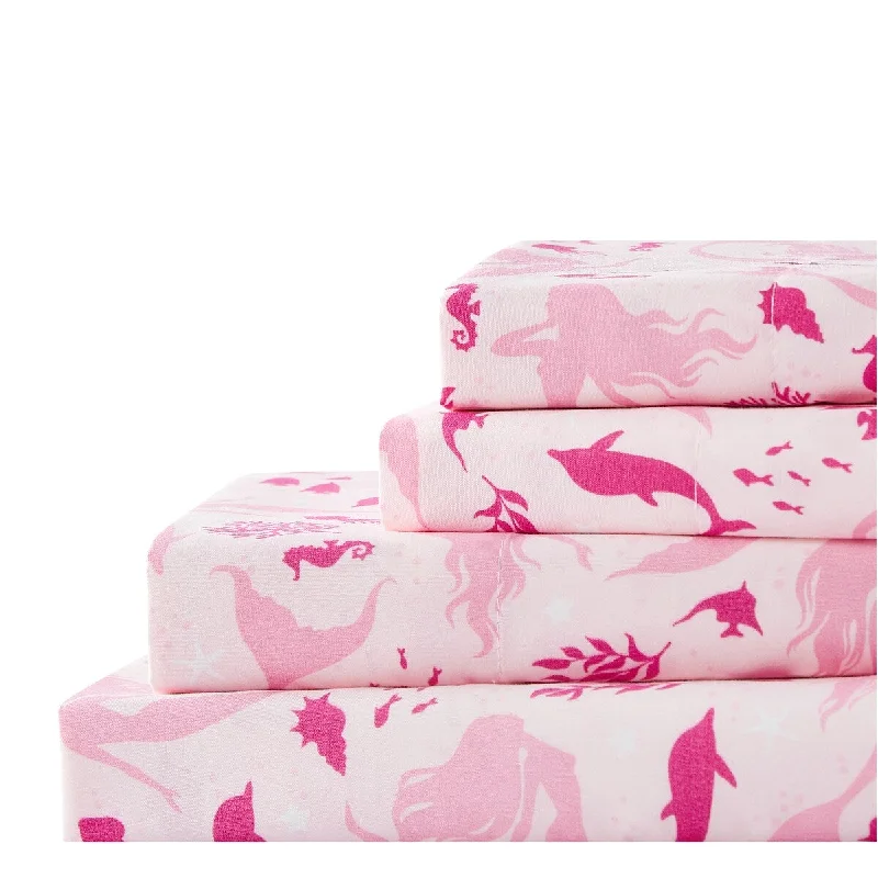 Pretty in Pink Mermaid 4-piece Sheet Set