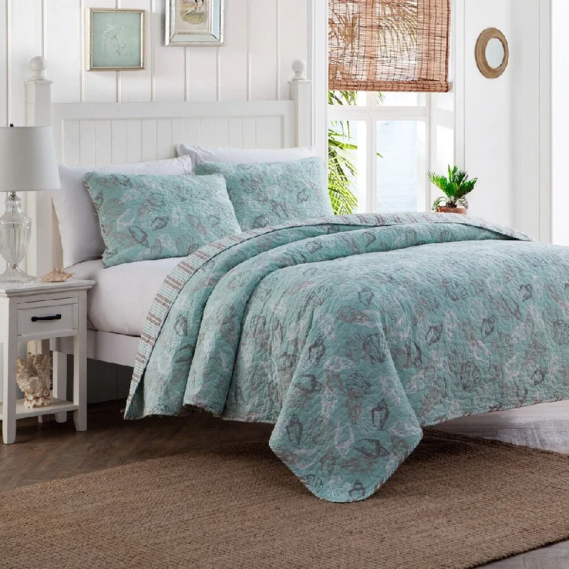 Seashell 3-piece Cotton Full-Queen Quilt Set