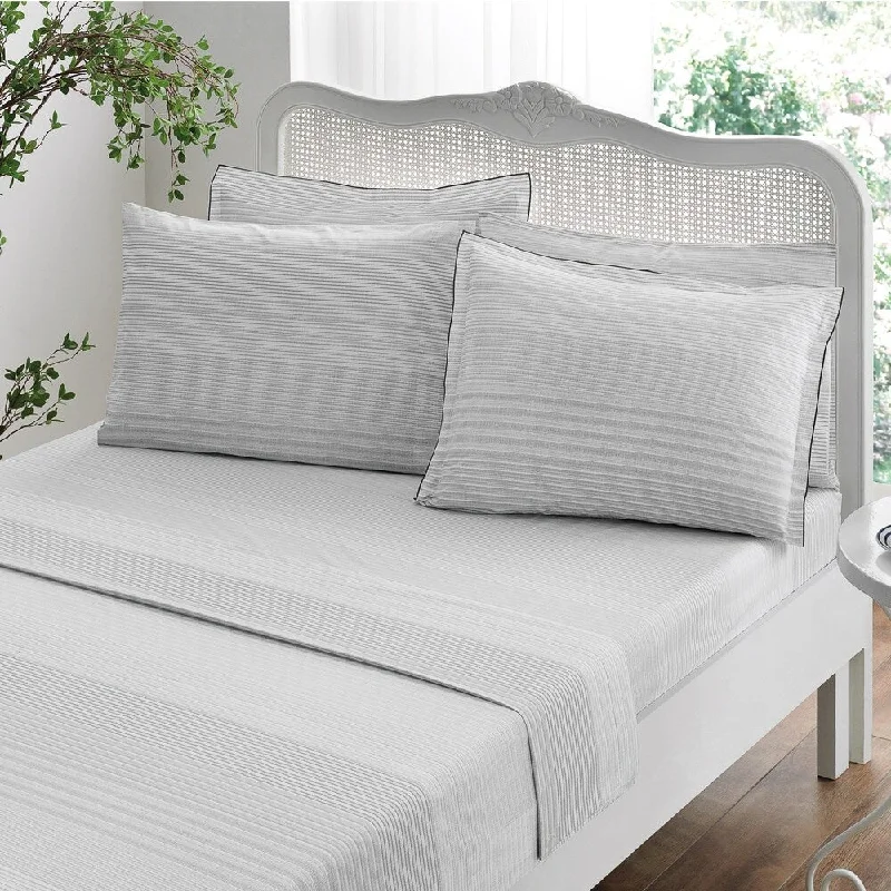 Stripes King Percale Sheet Set, grey