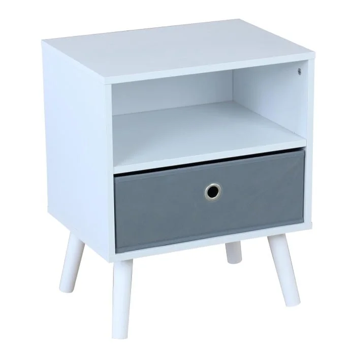 2 Cube Night Stand with Non-Woven Bin, White