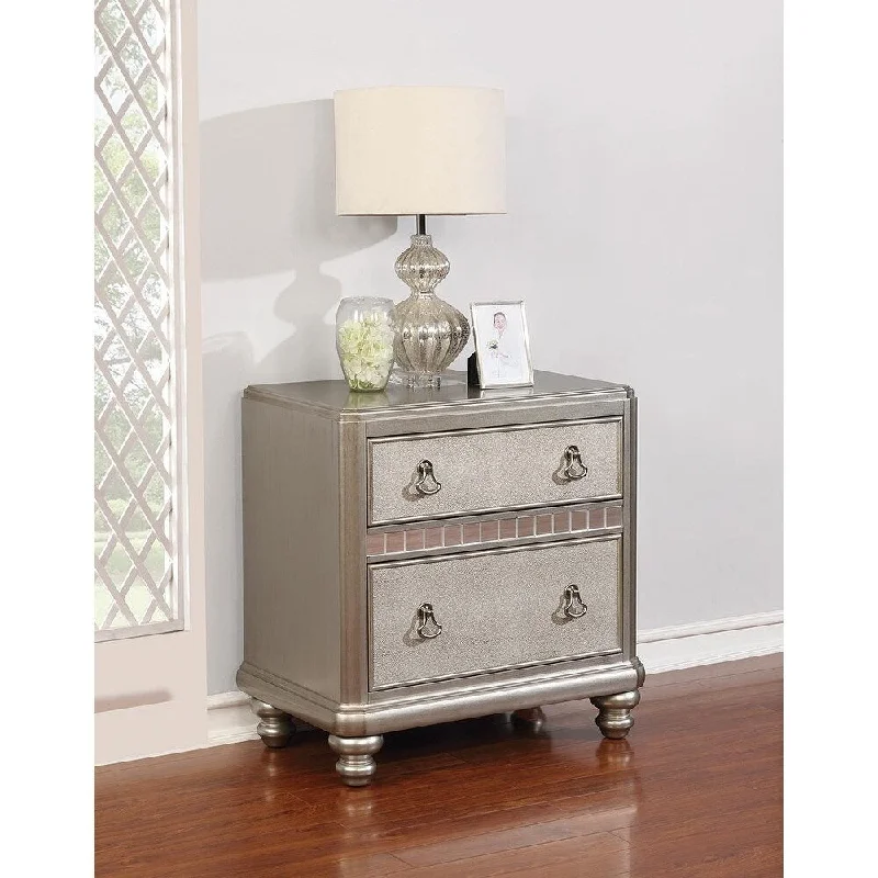 Albright Metallic Platinum 2-drawer Nightstand with USB outlet