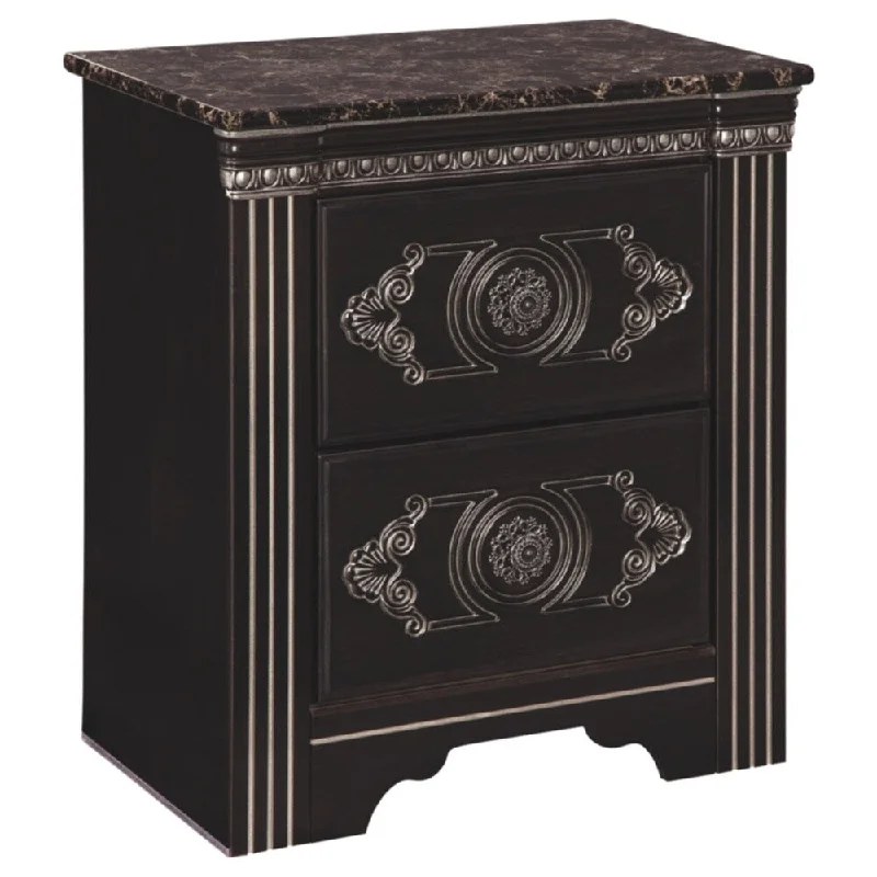 Banalski Dark Brown Traditional Two Drawer Nightstand