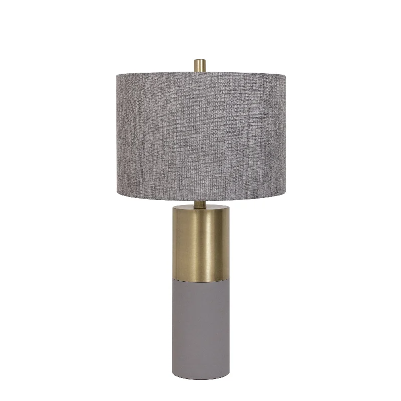 Barnes 26" Table Lamp - Grey Ceramic and Antique Brass