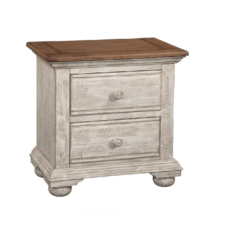 Carlyle Crackled White 2-Drawer Nightstand by Greyson Living