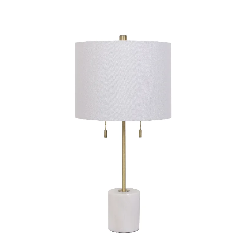 Carrara 26" Table Lamp - White Marble and Antique Brass