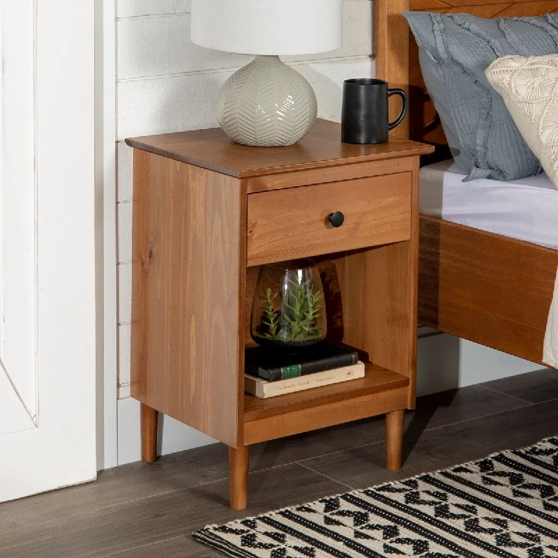 Classic 1 Drawer Solid Wood Nightstand with Cubby