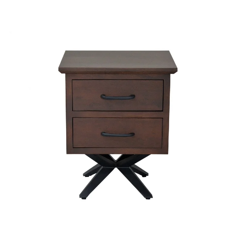 Contemporary Dark Acacia Black Inverted Frame Nightstand