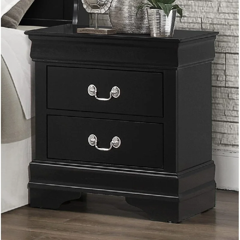 Demetra Black 2-drawer Rectangular Nightstand