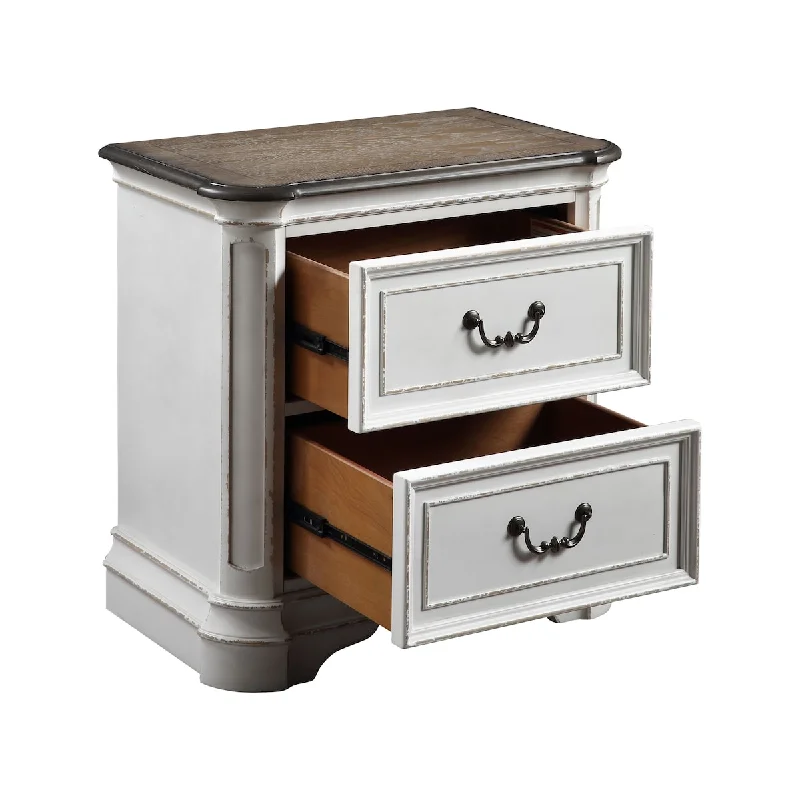 Florian Nightstand, Antique White Oak Finish