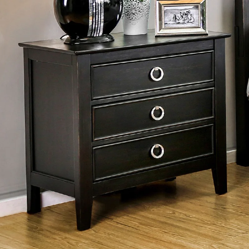 Furniture of America Bost Transitional Black 3-drawer Nightstand