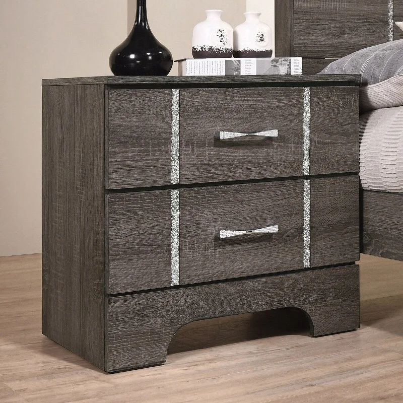 Furniture of America Britainie Contemporary Grey 2-drawer Nightstand