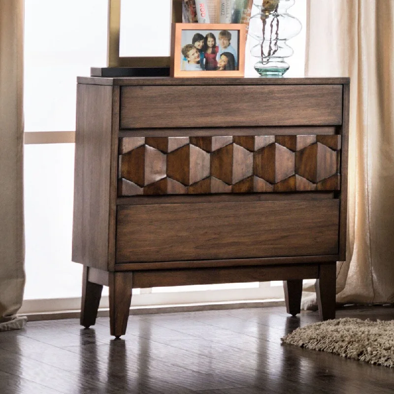 Furniture of America Brow Transitional Brown Solid Wood Nightstand