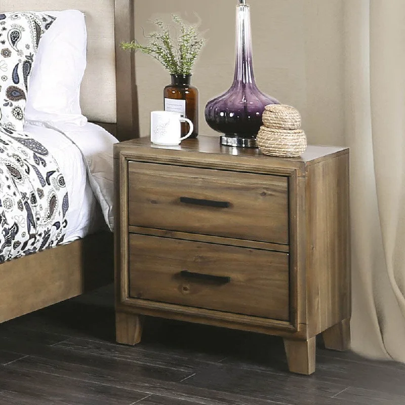 Furniture of America Cody Contemporary Oak Solid Wood 2-drawer Nightstand