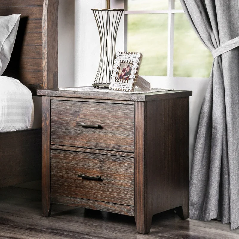 Furniture of America Kown Rustic Espresso Solid Wood Nightstand