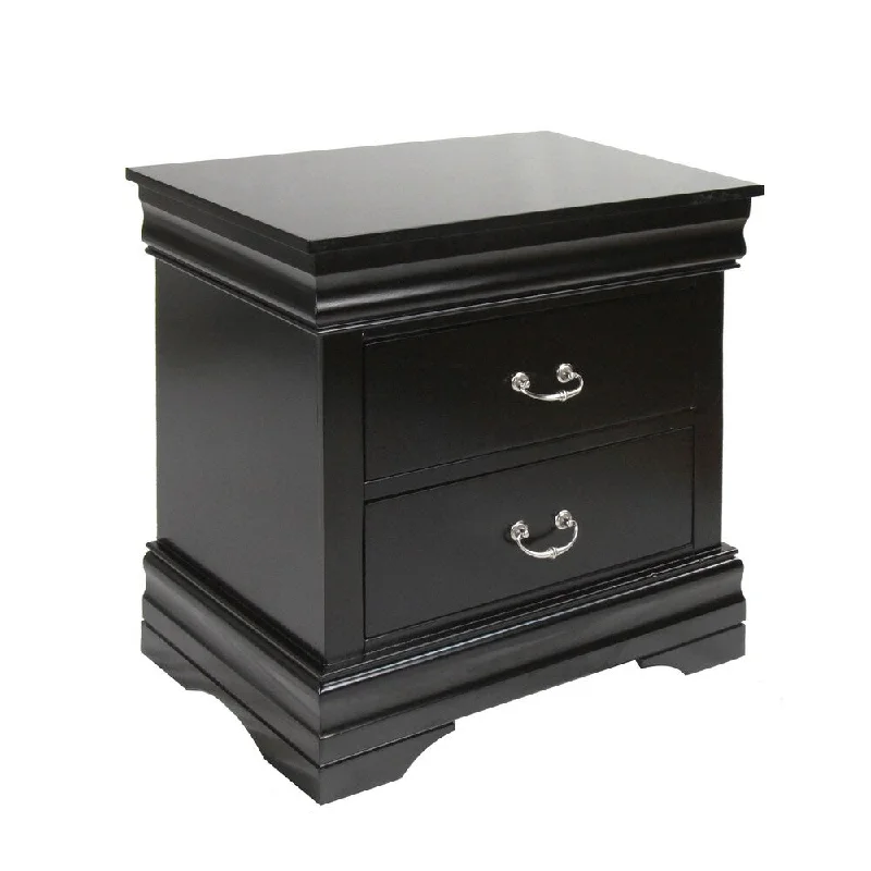 Furniture of America Laurelle Solid Wood 2-Drawer Black Nightstand