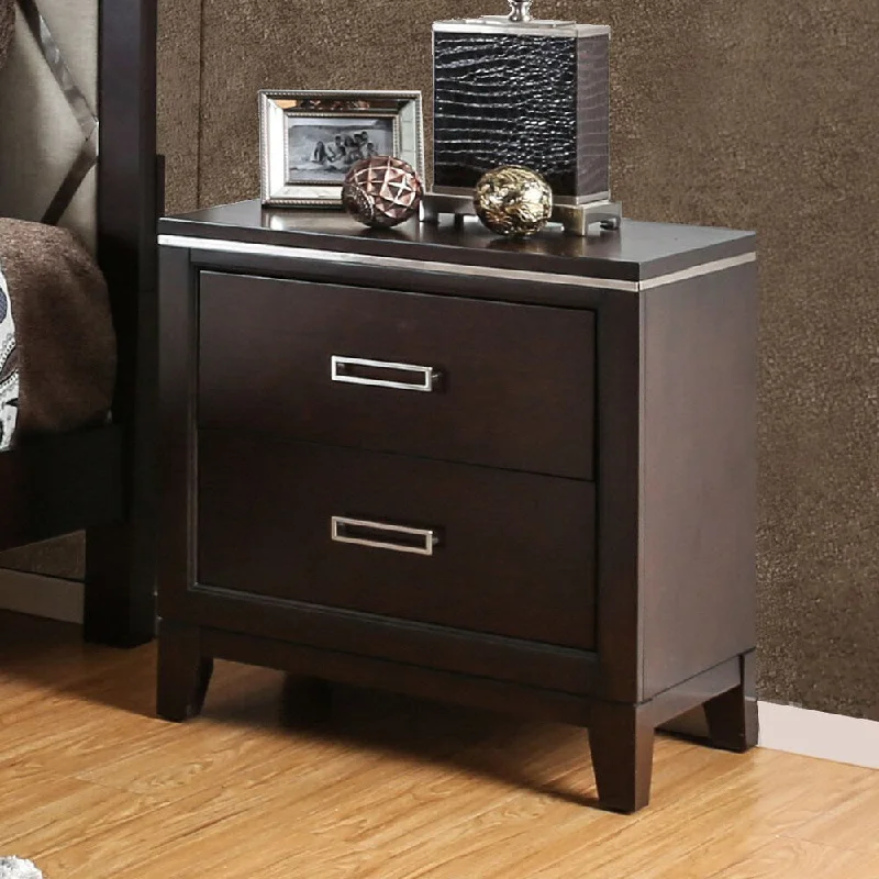 Furniture of America Nerr Contemporary Cherry Solid Wood Nightstand