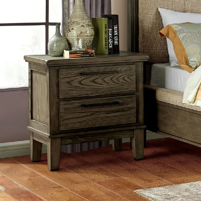 Furniture of America Trom Rustic Grey Solid Wood 2-drawer Nightstand