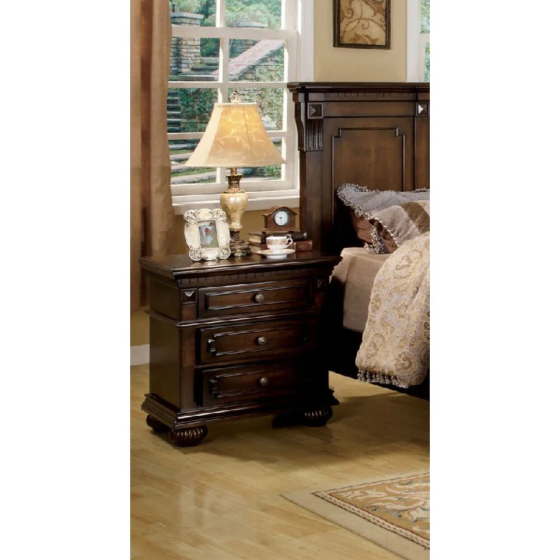 Furniture of America Wyatt Antique Dark Oak Nightstand