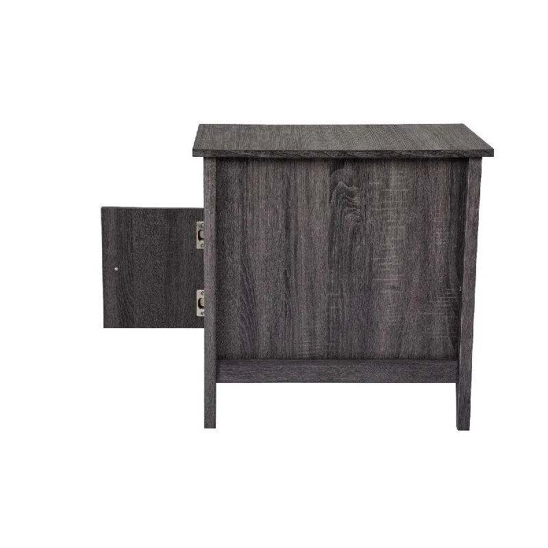 Industrial Nightstand with one-door storage cabinet and open shelf