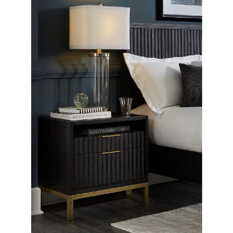 Kentfield Transparent Black Mahogany 2-drawer Shelf Nightstand