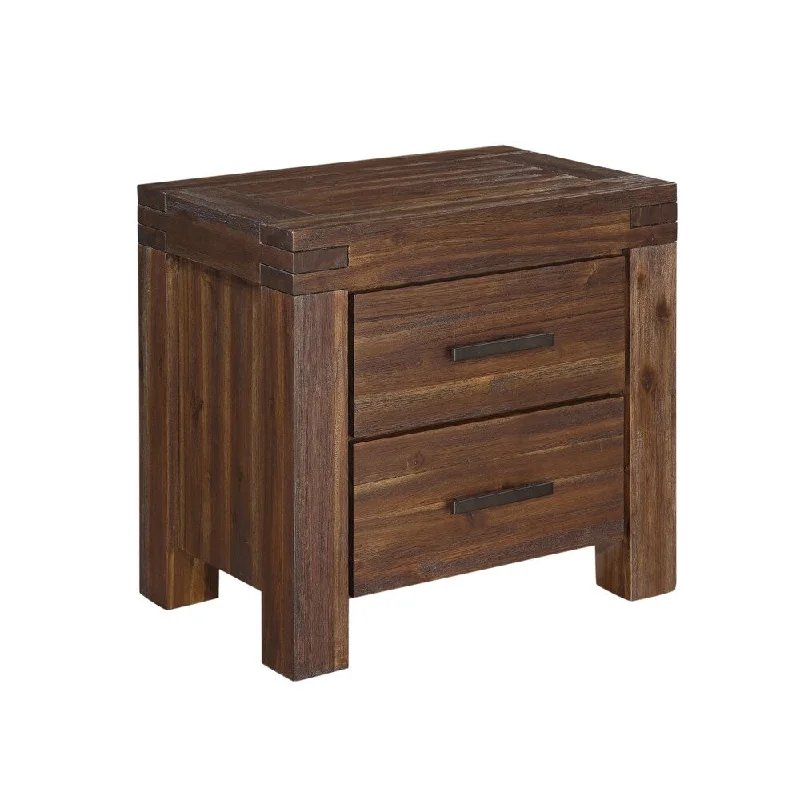 Meadow Two Drawer Solid Wood Nightstand in Brick Brown