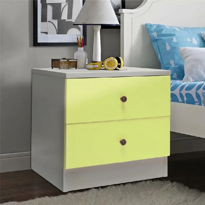 Mieres Simple Design Nightstand with Two Drawers